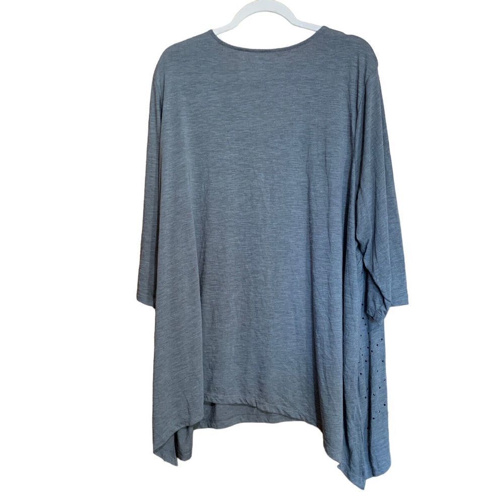 Catherines Plus Size 3X 26 28W Gray Studded Scoop Neck Stretch Tunic Top Blouse - Picture 3 of 5